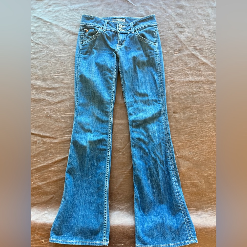 Hudson Flare Jeans Womens Size 25
Cotton Blend Low Rise Denim Blue
Pockets